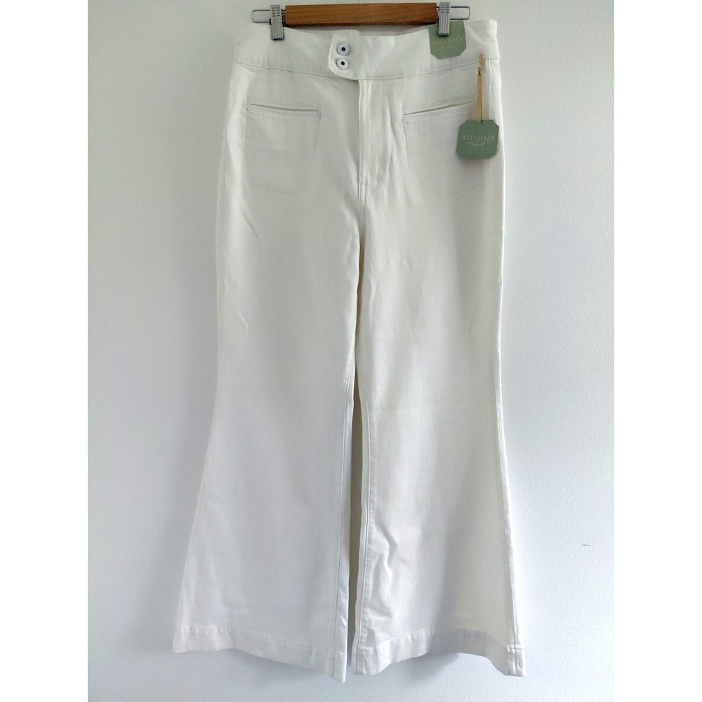 Ryegrass Jeans White Womens High Rise Super Flare Size 12 NEW Boho Coastal Chic